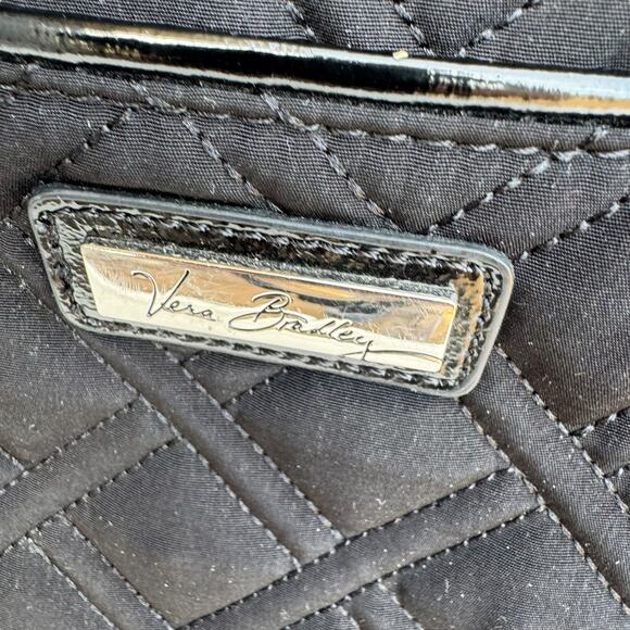 Vera Bradley Large Black Quilted Commuter Tote Bag Travel Work Purse - Picture 2 of 15